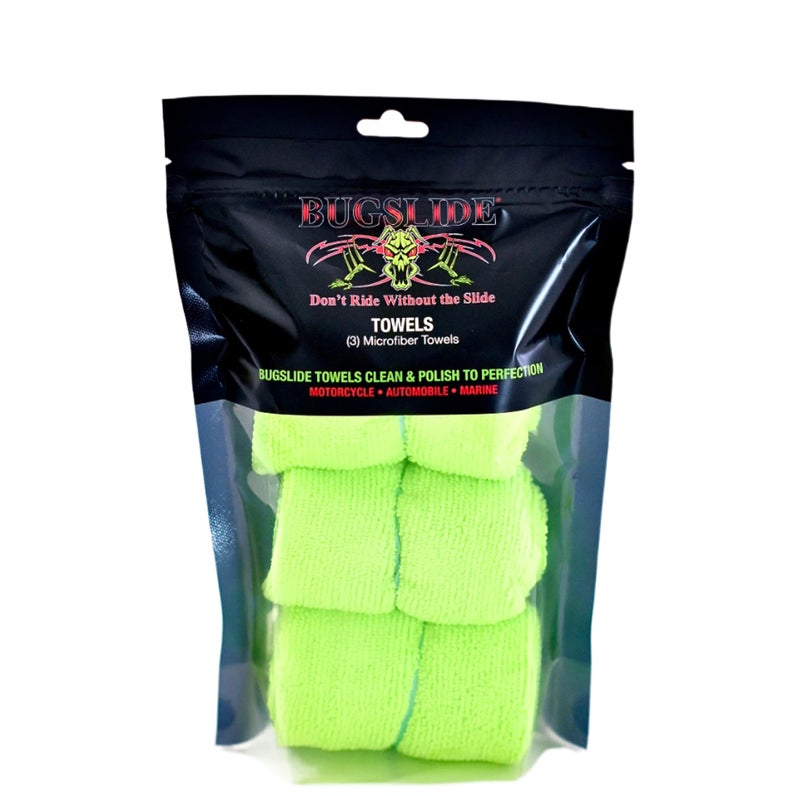 Bugslide 14x14 3 Pack of Microfiber Cleaning Towels, Cleans, Polishes and Shines all Surfaces without Scratching, For Use with all Bugslide Cleaning Products - Image 1